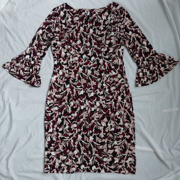 Liz Claiborne Career Floral Dress 3/4 Flutter Sleeve Women's Size M - Picture 7 of 12